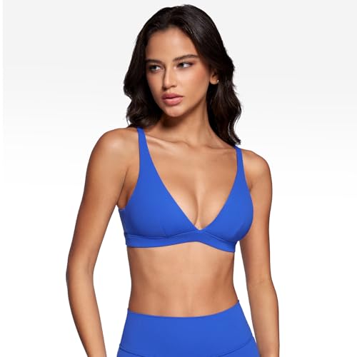 Image of INGIA Deep V-Neck Sports Bra Padded U Back Yoga Workout Bra | Low Impact, Fitness, Yoga, Wireless, Workout, Contour, Crop Top, for Women