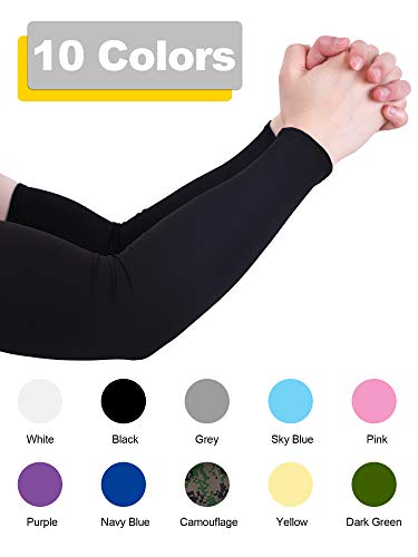 Image of Boao 10 Pcs UV Arm Sleeves Tattoo Cover | UV Sun Protection for Outdoor Activities, Stretchy Breathable Arm Sleeves, Cooling Compression for Sports Cycling Running