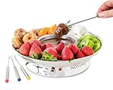 Nostalgia Electric Fondue Party Set – 10 oz Melting Pot, 4 Roasting Forks, & Detachable Serving Tray – Melted Cheese, Chocolate, or Dessert – Perfect for Gifts, Parties, Date Night – Stainless Steel