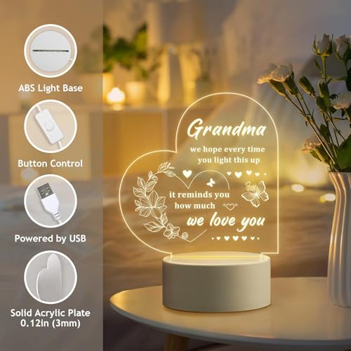 Image of Gifzy Gifts for Grandma, Grandma Gifts - Engraved Night Light, Grandmother Birthday Gift, Christmas Thanksgiving Mothers Day Gift for Grand ma, Nana, Grammy, Grandmother
