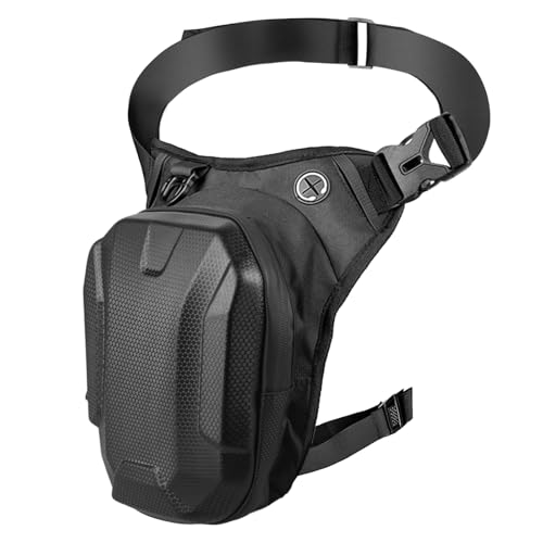 Asfrode Riñonera para moto, 20 x 15 x 8,5 cm, impermeable, riñonera para hombre y mujer, muslo para moto, para ciclismo, senderismo, correr, deporte, motocicleta, Negro , moderno