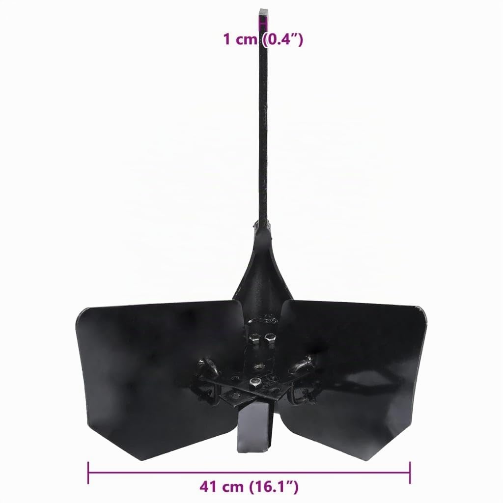 vidaXL Pflug Zubehör 4 höhenverstellbare Einstellungen Häufelpflug Kartoffelhäufler Häufelkörper Kartoffelroder Häufelschar Schwarz Metall 41x37x47cm