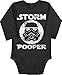 Statement Sprüche Baby - Storm Pooper Vintage - 3/6 Monate - Schwarz - Babybody Langarm Jungen - BZ30 - Baby Body Langarm