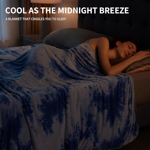 Image of Guohaoi Cooling Throw Blanket for Hot Sleepers, Twin Size 50''x70'' Lightweight Breathable Summer Bed Blanket for Couch, Arc-Chill Q-Max >0.5 Cool Fiber,Lightweight Tie Dye Blanket Light Blue