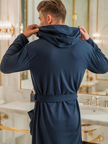 o-day Herren-Bademantel aus Mikrofaser – Platzsparender Damen-Bademantel aus Mikrofaser für Reisen, Pool Mikrofaser 2.0 (DE/NL/SE/PL, Alphanumerisch, XL, Regular, Regular, BLU NAVY)