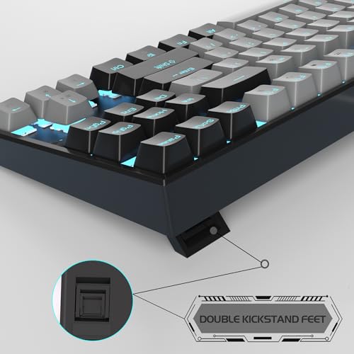 Image of MageGee 75% Mechanical Gaming Keyboard, Blue Switch, LED Backlit, 87 Keys Compact TKL Wired Computer Keyboards for Windows Laptop PC Gamer - Grey /Black
