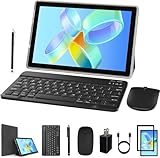 Tablet with Keyboard, 10 inch Tablet 2 in 1 Tablets, 128GB+6GB Android Tableta PC, 1.8GHz Quad Core 1280*800 10.1' FHD 8MP Dual Camera BT WIFI6 5G WiFi Including Mouse Case Stylus Tempered Film Tab