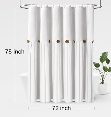 Awellife 78 Inch Extra Long Farmhouse Shower Curtain for Bathroom, Linen and Cotton Woven Fabric, Country Rustic Style White Shower Curtain Set - Thumbnail 6