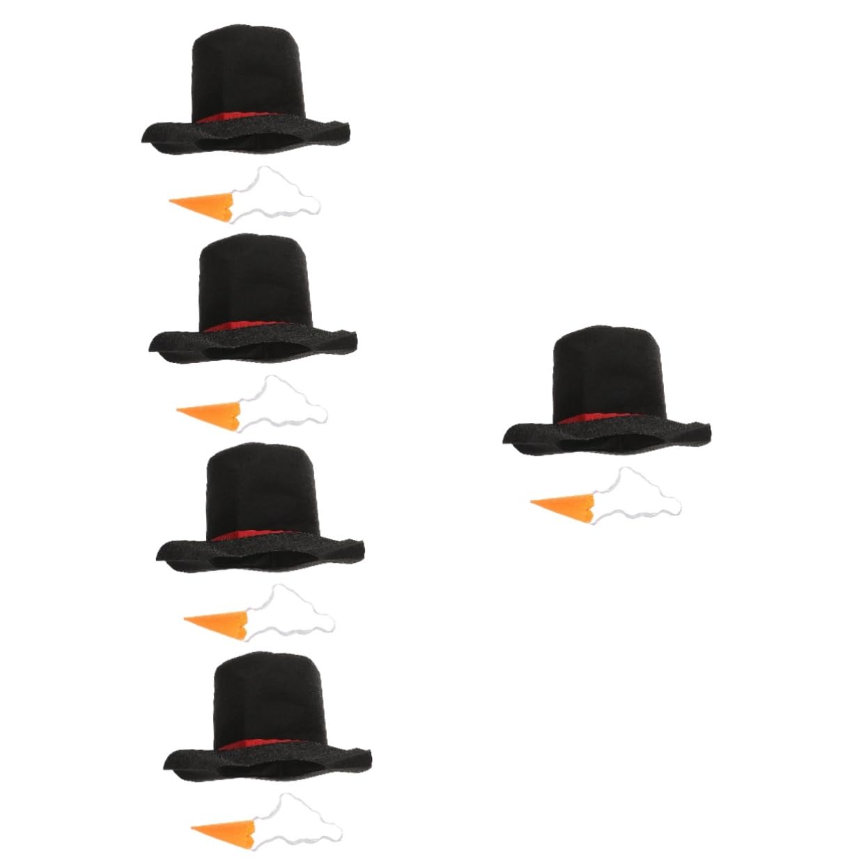 CALLARON 4 Juegos De Suministros De Vestir De Muñeco De Nieve Manualidades Gorro De Decoración De Muñeco De Nieve Nariz De Zanahoria Sombrero De Hombre De Nieve De Navidad Sombrero De