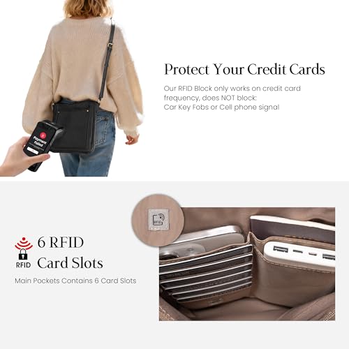 Image of befen Genuine Leather Crossbody Purses for Women Travel Cross Body Bags Lightweight with Adjustable Shoulder Strap