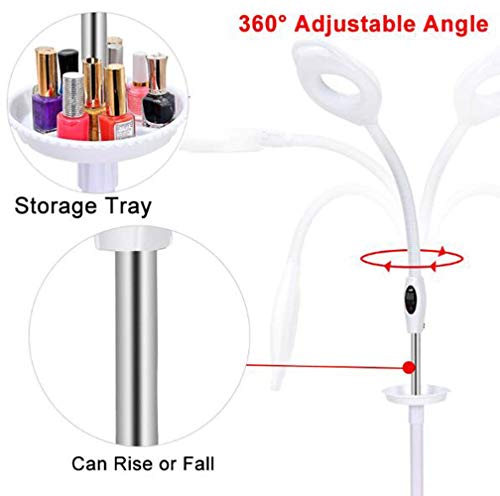 Lupa, lámpara de pie LED con Lupa, Lupa Brillante de luz Diurna, Lente de Aumento de 16X con Soporte, Altura Flexible, Cuello de Cisne Ajustable, luz fría de pie para Lectura (A)