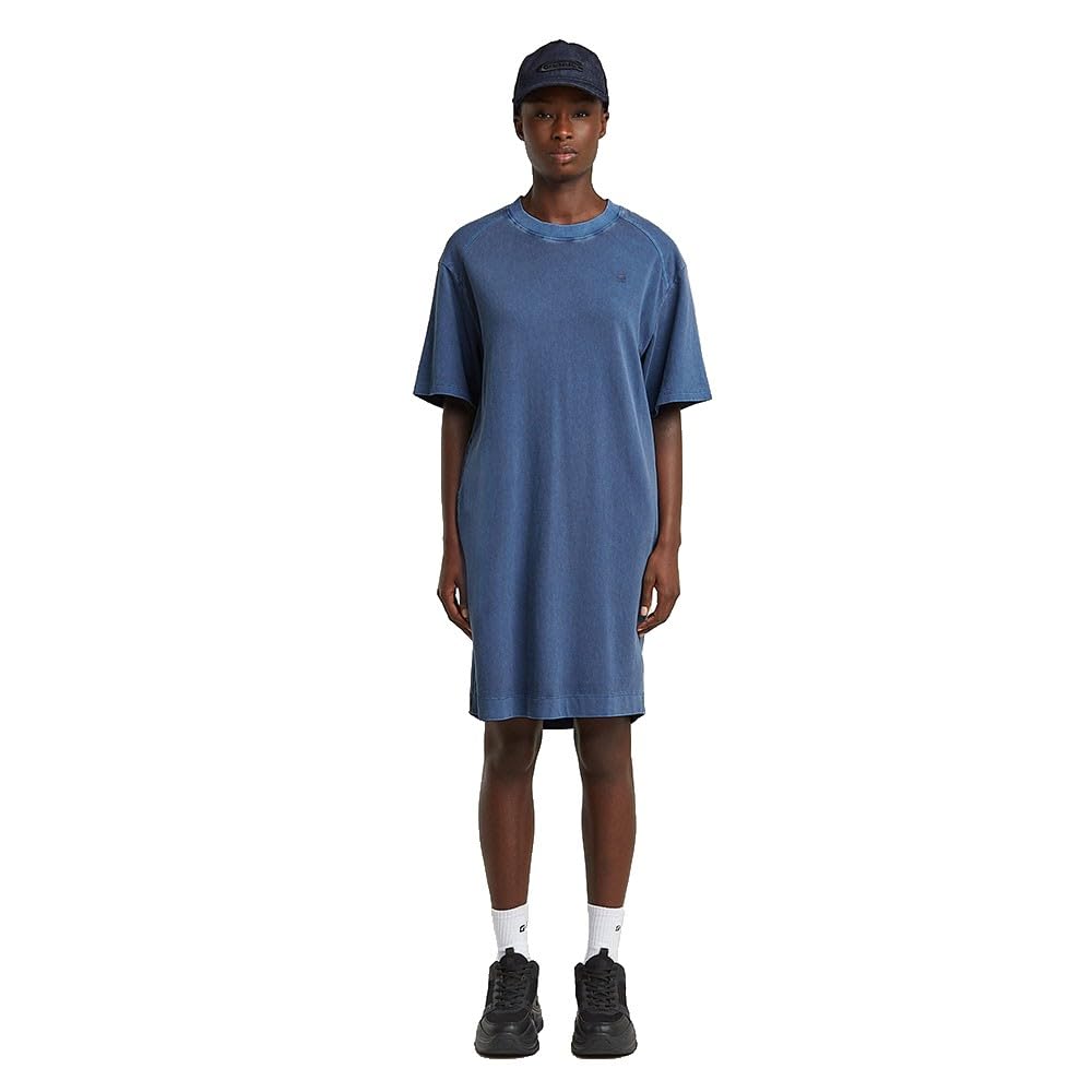 G-STAR Women's Overdyed Saddle Sl Loose T Dress Wmn Casual, Blue (Mid Blue Gd D26095-c756-h362), XXS