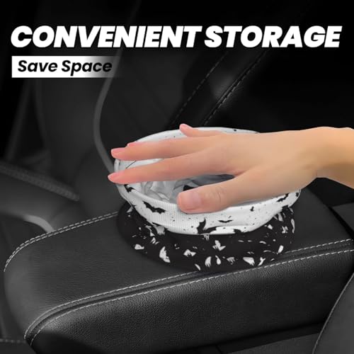 Image of Car Trash Bag Abstract Black Bat Waterproof Trash Small Car Can Portable Collapsible Car Garbage Can Hanging for Back Seat Floor or Hanging Headrest Car Decor Road Trip Essentials