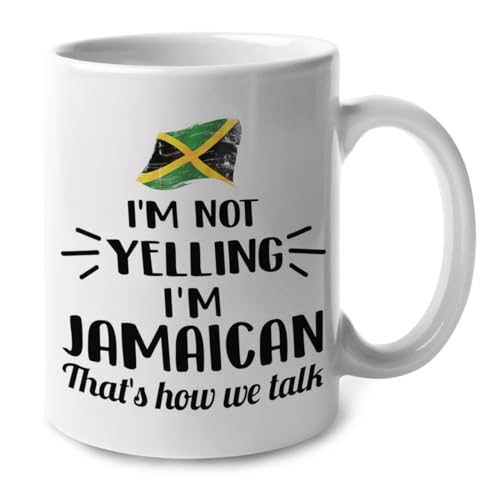 Lotacy I'M Not Yelling I Am Jamaican Jamaica Ceramic Coffee Tea Mug Cup, Jamaican Souvenir and Gifts