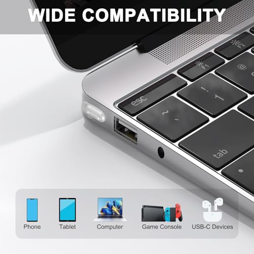 Image of Tobfit USB-C Dust Plug - 20-Pack Silicone Port Cover for iPhone 17 /16 /15 Series, Samsung Galaxy S26-S20 & All USB-C Devices (10 Clear + 10 Black)