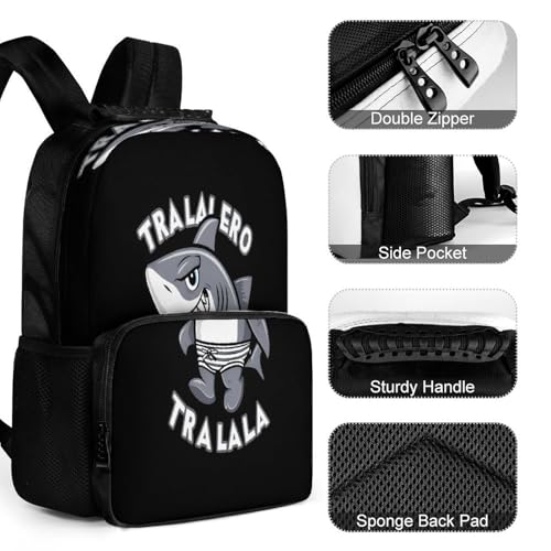 Tralalero-Tralala Merch 16 Inch Shoulder Backpack Black 40x28x16cm4