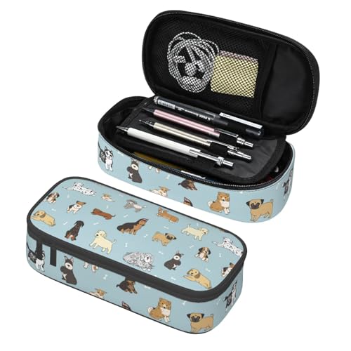 Image of Cute Puppy Dog Pencil Case Aesthetic Large Capacity Pen Pouch | Storage Bag with Compartments for Travel School Office Organizer