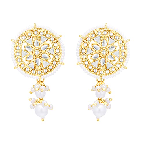 Image of Sukkhi enchanting Gold Plated Kundan & Pearl Collar Necklace Set For Women (NS101147)
