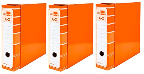 Officepaper 3 archivadores A4 lomo ancho 80 mm con palanca sin rado con caja color naranja Cover