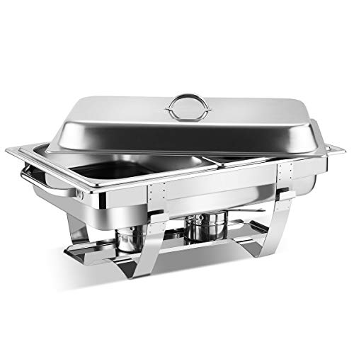 Giantex 2 Packs Chafing Dish 9 Quart Chafer Dishes Buffet Set Stainless Steel Rectangular Chafing Dish Set Full Size With 2 Half Size Pan (23.5" Lx 14”Wx12”H (9 Quart)) #TOP5