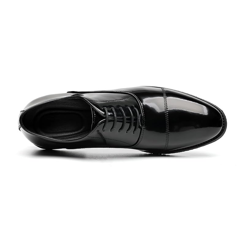 Formal Dress Shoes for Men Lace Up Pointed Toe Vegan Leather Cap Toe Oxford Shoes Non Slip Block Heel Rubber Sole Anti-Slip Classic3