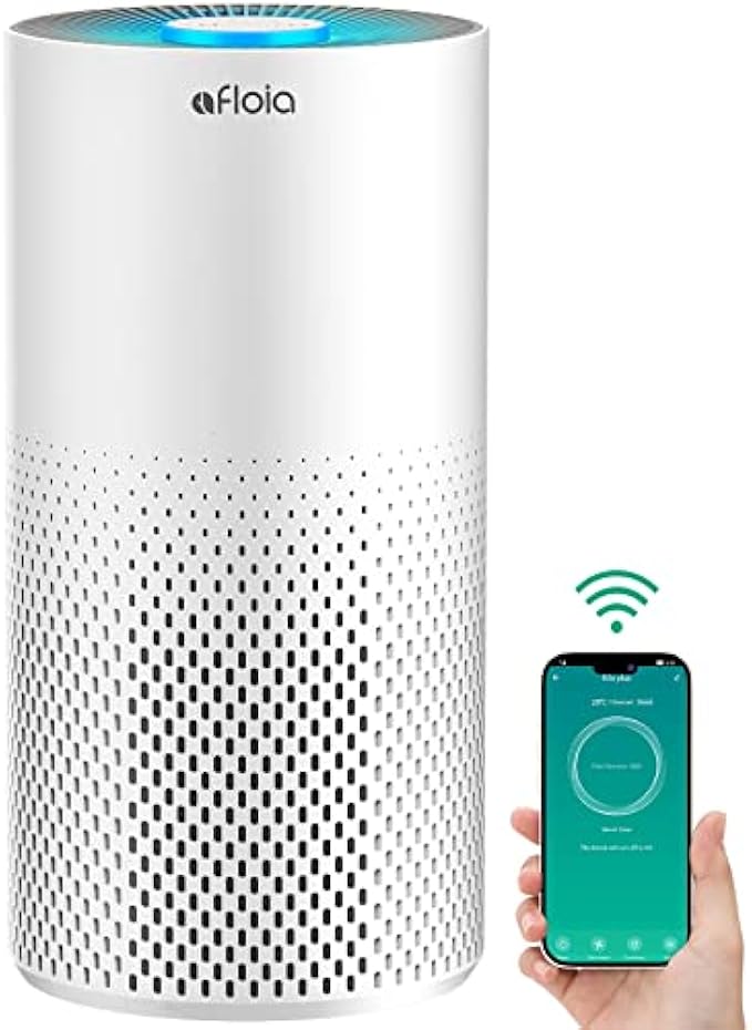 Afloia Air Purifiers for Home Large Room Up to 1076 Ft², Smart WiFi& Bluetooth 3-Stage Filter Air Purifiers for Bedroom 22 dB, Air Purify Filter Cleaners for Pets Odor Smoke Dust Mold Pollen