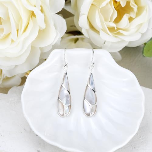 AeraVida Vintage Stone Teardrop Birthstone Sterling Silver Earrings, 9x45 mm | Dangle Earrings for Women3