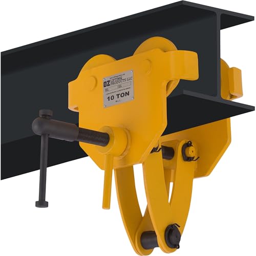 OZ Lifting Products Quick Adjust Trolley, 10-Ton Capacity, 6.89-12.01in. Flange Width, Model# OZ10QAT