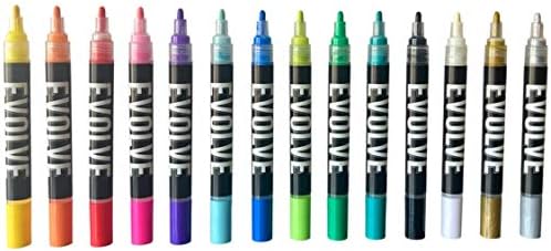 Evolve E19 Water Based Acrylic Paint Marker Set of 14 with round nylon nib. image 2