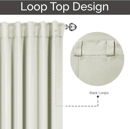 Image of LINENWALAS Cotton Curtains Set of 2, Canvas Long Door Curtains for Home Decor, Hangs Elegantly with Back Loops (4.5x9 ft, Silver)