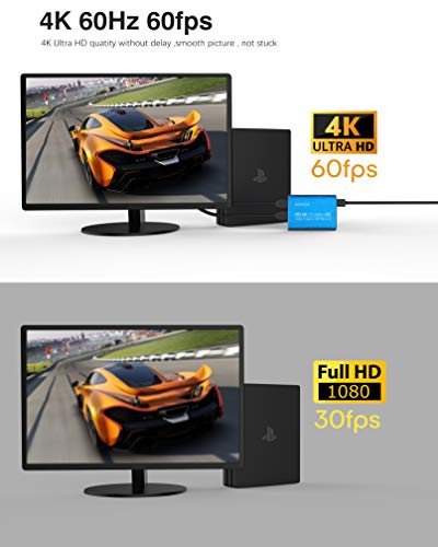 AOBOCO Game Capture Card mit HDMI-Loop-Out, 4K 60FPS USB3.0-Vide Capture Karte für Streaming, 4K-Videoaufzeichnung… – Bild 4