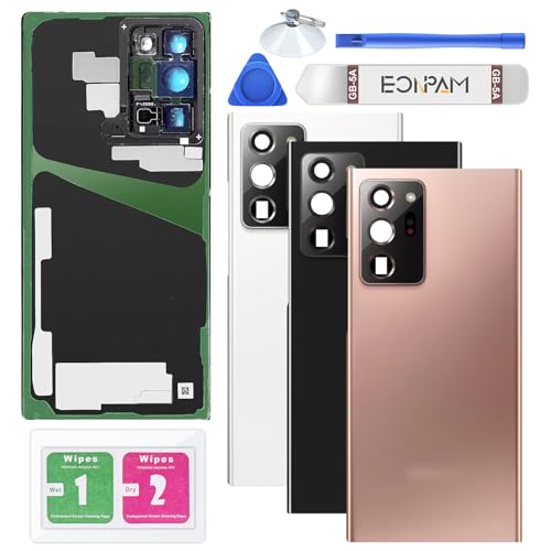 Eonpam Tapa Trasera Vidrio Original para Samsung Galaxy Note 20 Ultra N985 / N986 Parte Trasera Reemplazo de Cristal Trasero con Lente de Cámara + Kit de Reparación (Bronce)