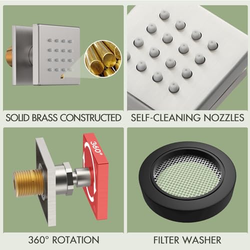 Bostingner Shower Body Spray Jets With On Off Switch Adjustable Flow Showerhead Body Sprays Wall Mount Massage Spa Jet,Brushed Nickel,Flow Control And 360° Rotation thumb #2