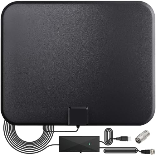TV Antenna for Smart TV Indoor, TV Antenna for Local Channels,Support 4K 1080p with Signal Booster, 18FT Coax HDTV Cable (Black)