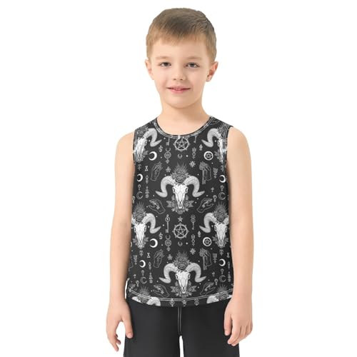 J JOYSAY Cartoon Goats Moon Black Boys Tank Top Sleeveless Muscle Shirts Quick Dry Workout Active Sport Kids T-Shirts 3-15T2