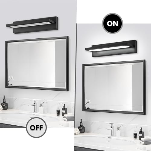 Image of LED Bathroom Lighting Fixture Over Mirror Matte Black,20W Dimmable Modern LED Vanity Light,6000K Cool White Over Mirror Vanity Light for Bathroom,IP44 Waterproof(20.5 Inch)