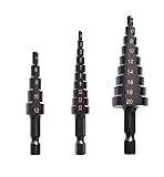 Matériel:Acier rapide 3-12Mm 4-12Mm 4-20Mm 4-32Mm Jeu de forets étagés Rechte Groef Stap Boor Set Titanium Gecoat Hout Metaal Hole Cutter Core Boor Set(3pcs black with opp)