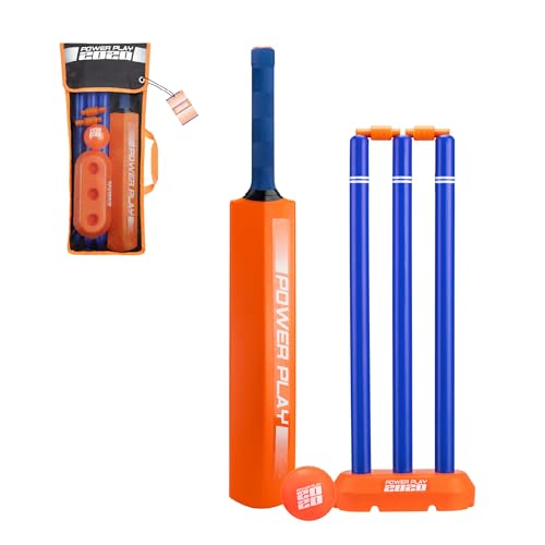 Powerplay Plastic Cricket Set Size 1 for Kids Lightweight Ball Stumps & Bat Fun Outdoor Cricket Set
