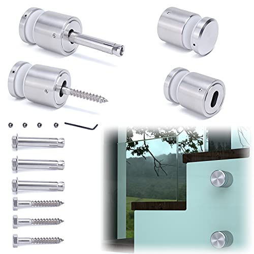 Muzata Glass Standoff Screws Heavy Duty T304 Stainless Steel Glass Pin for Glass Railing Side Mounted 1 7/8 inch 4 Pack GF24, GR1 LN4 PT4