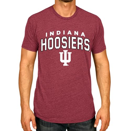 Campus Colors NCAA Adult Unisex Starting Fresh T-Shirt, Tag-Less Soft Cotton Blend, Short Sleeve Heathered College Tees (Indiana Hoosiers - Cardinal Heather, Large)