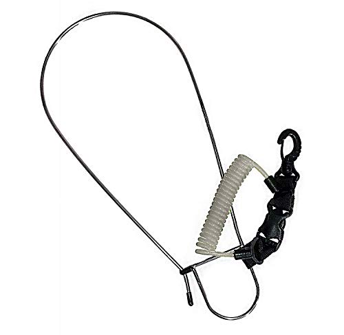 Calissa Offshore Tackle Kayak & Spearfishing Stainless Steel Fish Stringer Clip + Quick Release 36â€ Steel Core Lanyard+Speargun Spear Fishing Freedive Freediving Scuba Dive Diving Large Holder (White)