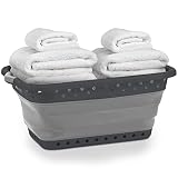 Pop & Load Collapse & Store 1 Large 25" Slim Collapsible Plastic Laundry Basket, Space Saving Portab