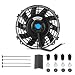 Universal Slim Fan Push Pull Electric Radiator Cooling 12V 80W Mount Kit (Black, 7")