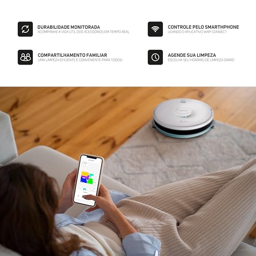 WAP Robô Aspirador de Pó ROBOT W4000 - Estação Autolimpante, Mapeamento LDS 360°, Passa Pano com MOP