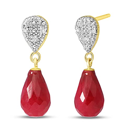14k Solid Gold Ruby Drop Earrings