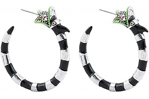 Halloween Beetle Juice Sandworm Earrings | Glowing Green Snake Costume Accessory