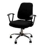 Unimore Office Chair Covers 2 Piece - Decorative Computer Chair Covers Stretch Universal Rotating Chair Slipcover (Black)