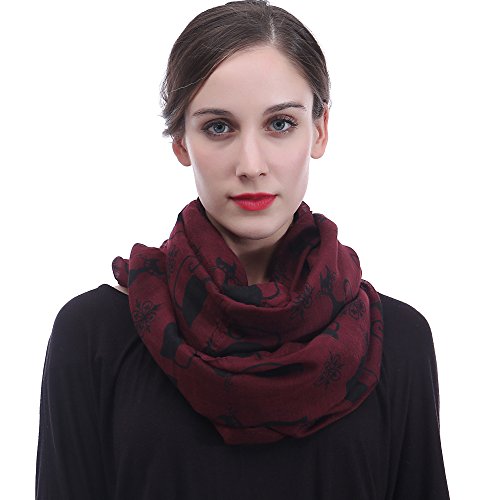 Lina & Lily Cat Animal Print Women's Infinity Scarf Lightweight