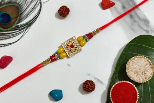 Image of Rakhi Premium Matal plate for Bhiya Rakhi Bracelets For Men || Designer Rakhi For Brother rnd om dsn 27