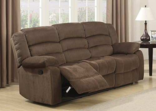 AC Pacific Bill Modern Upholstered Living Room Manual Recliner with Padded Pillow Top Armrests & Reclining Seat, Sofa, Brown
